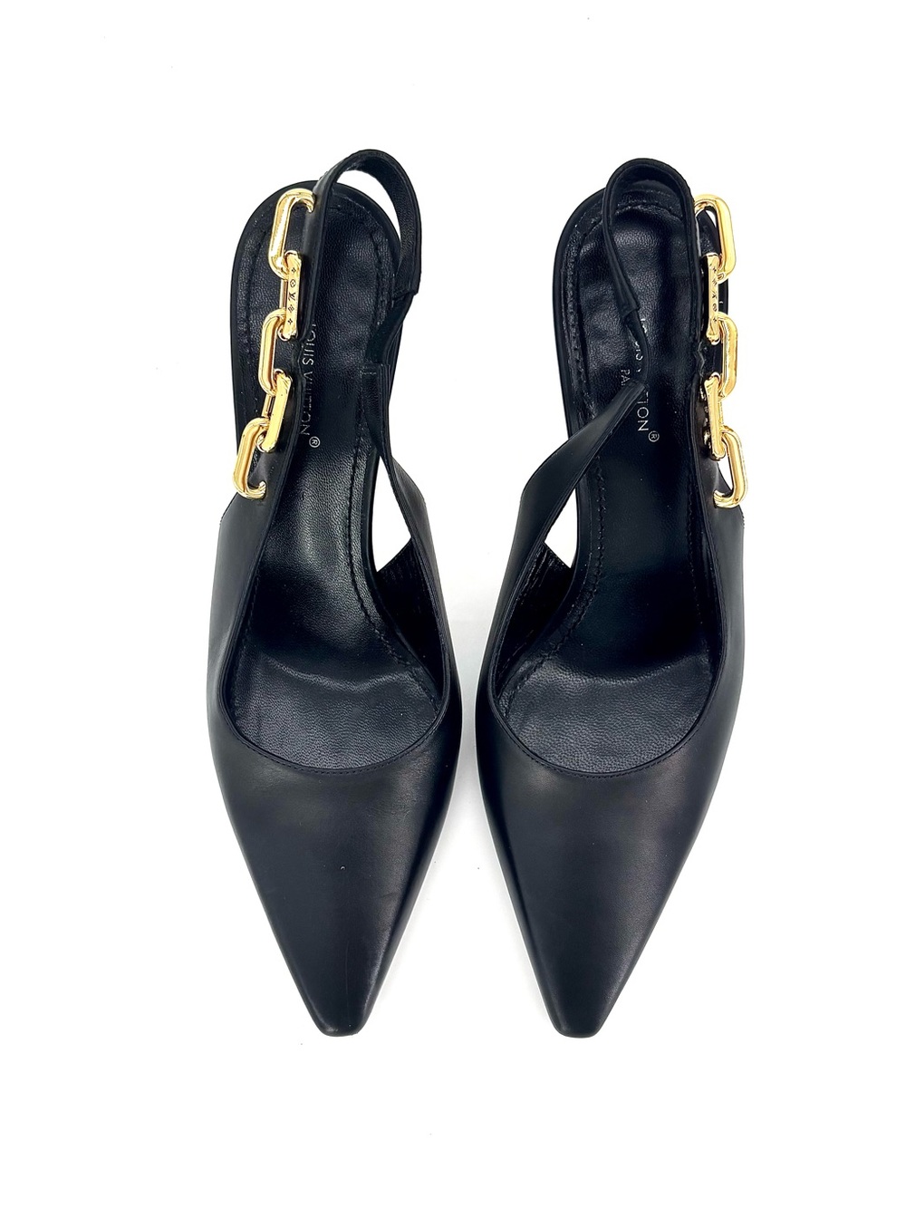 Louis Vuitton Sparkle Slingback Chain Monogram Pointed Toe Pumps 37 - Picture 7 of 10